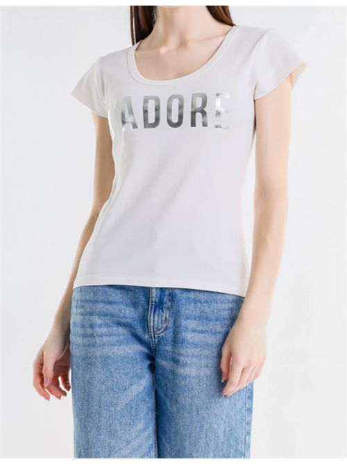 T-shirt scritta laminata Met Met | M 306TSPANNA/ARGENTO
